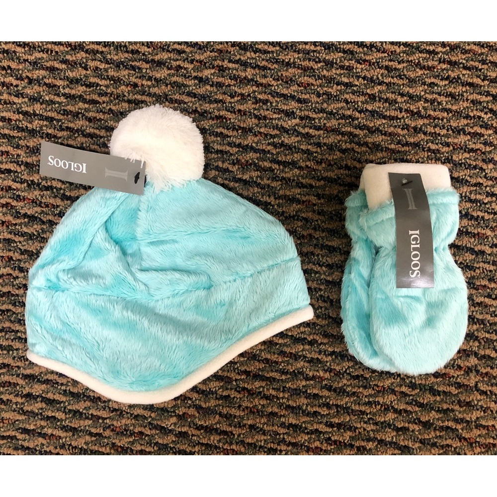 NIP IGLOOS Children’s Green Cap & Mitten Glove Set Size 2T-4T
